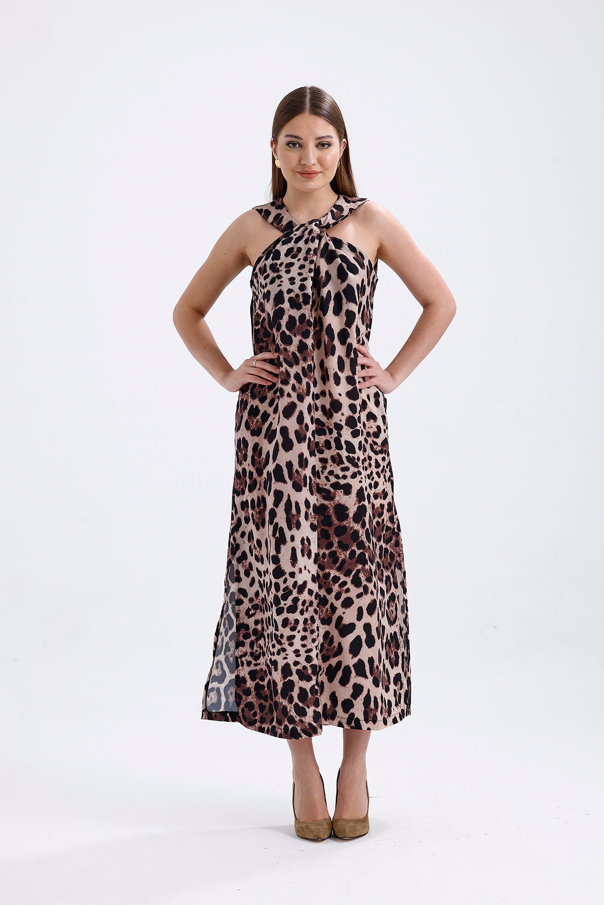 Sleeveless Collar Leopard Detail Dress | CLOTHES | DRESS | Lebbse Sleeveless Collar Leopard Detail Dress | CLOTHES | DRESS | Lebbse