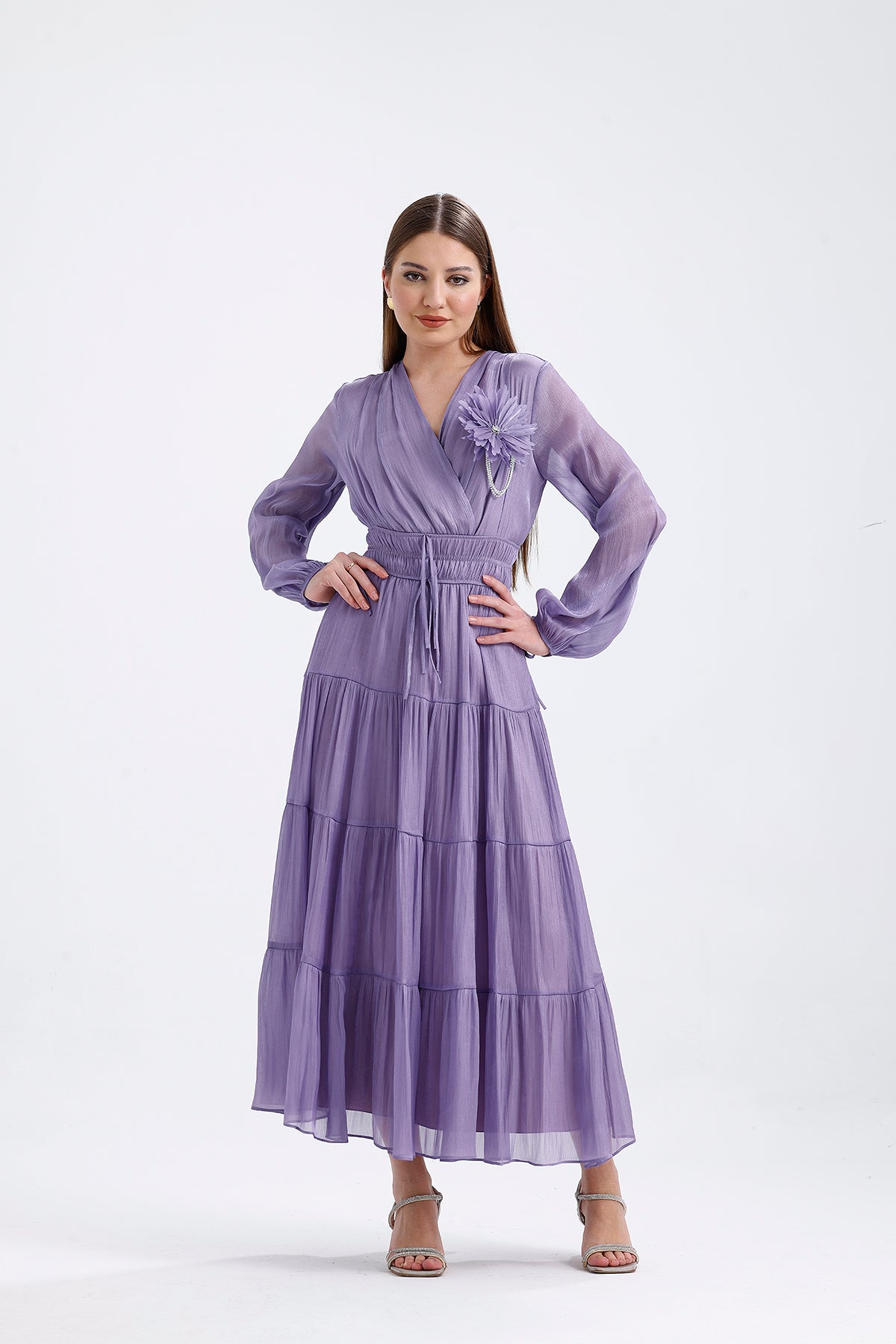 Organza Design Dress - Lilac