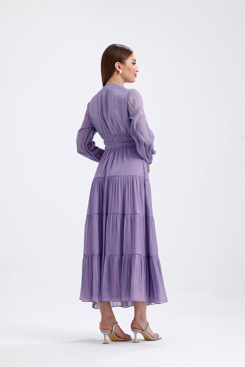 Organza Design Dress - Lilac