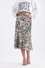 Leopard Satin Midi Skirt