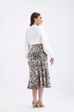 Leopard Satin Midi Skirt