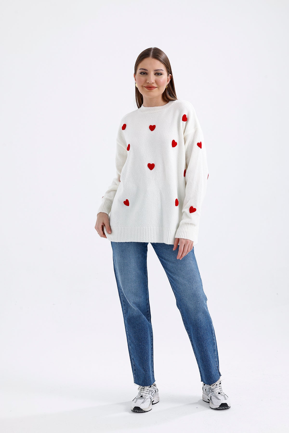 Heart Embroidered Knitted Sweater