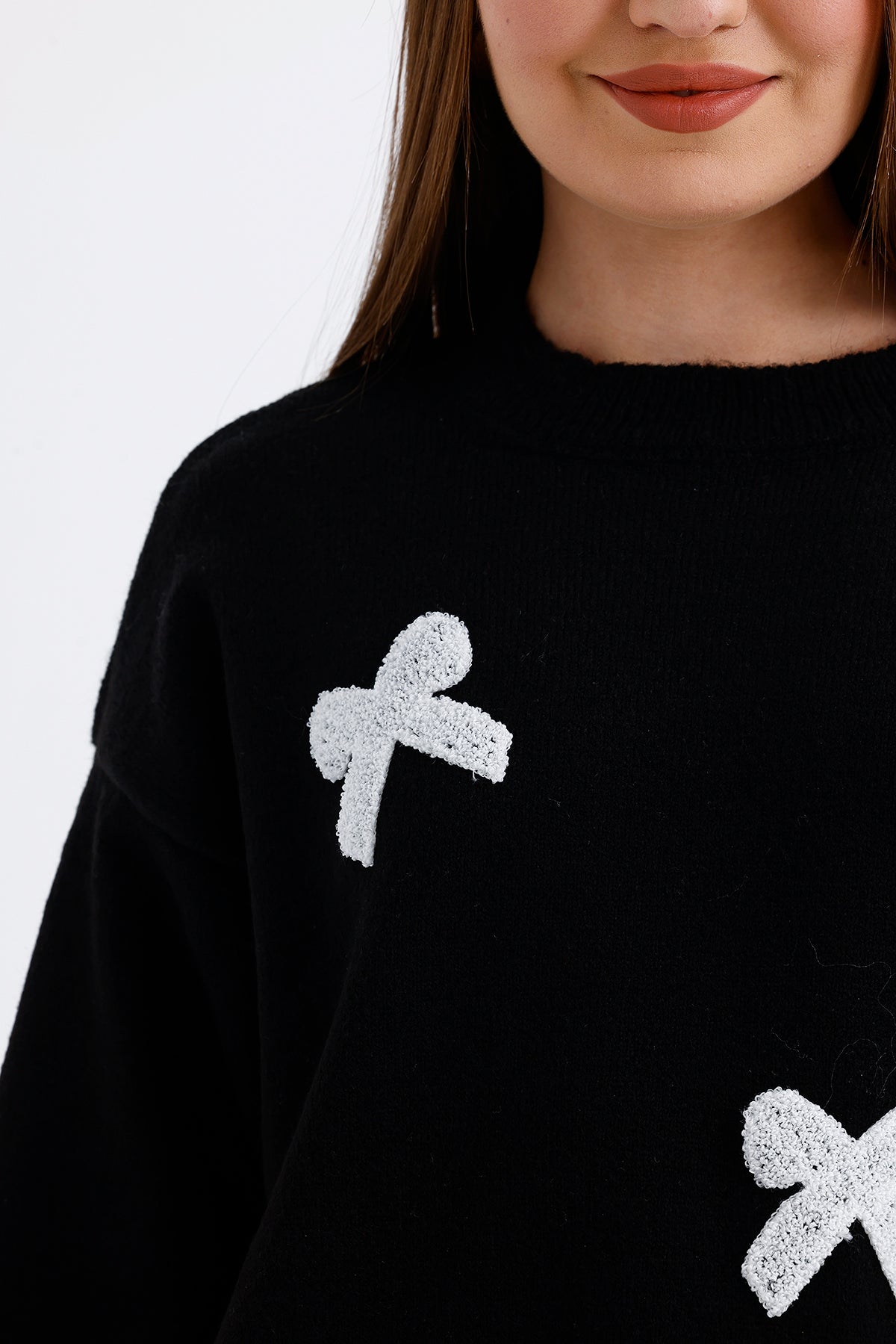 Ribbon Detailed Sweater Black | CLOTHES | KNITWEAR | Lebbse Ribbon Detailed Sweater Black | CLOTHES | KNITWEAR | Lebbse