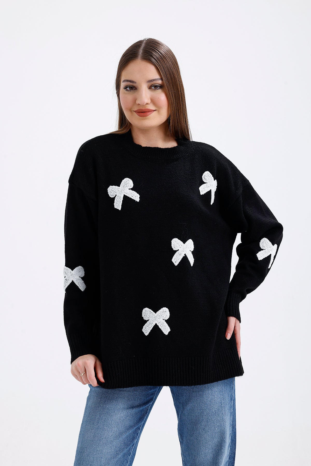 Ribbon Detailed Sweater Black