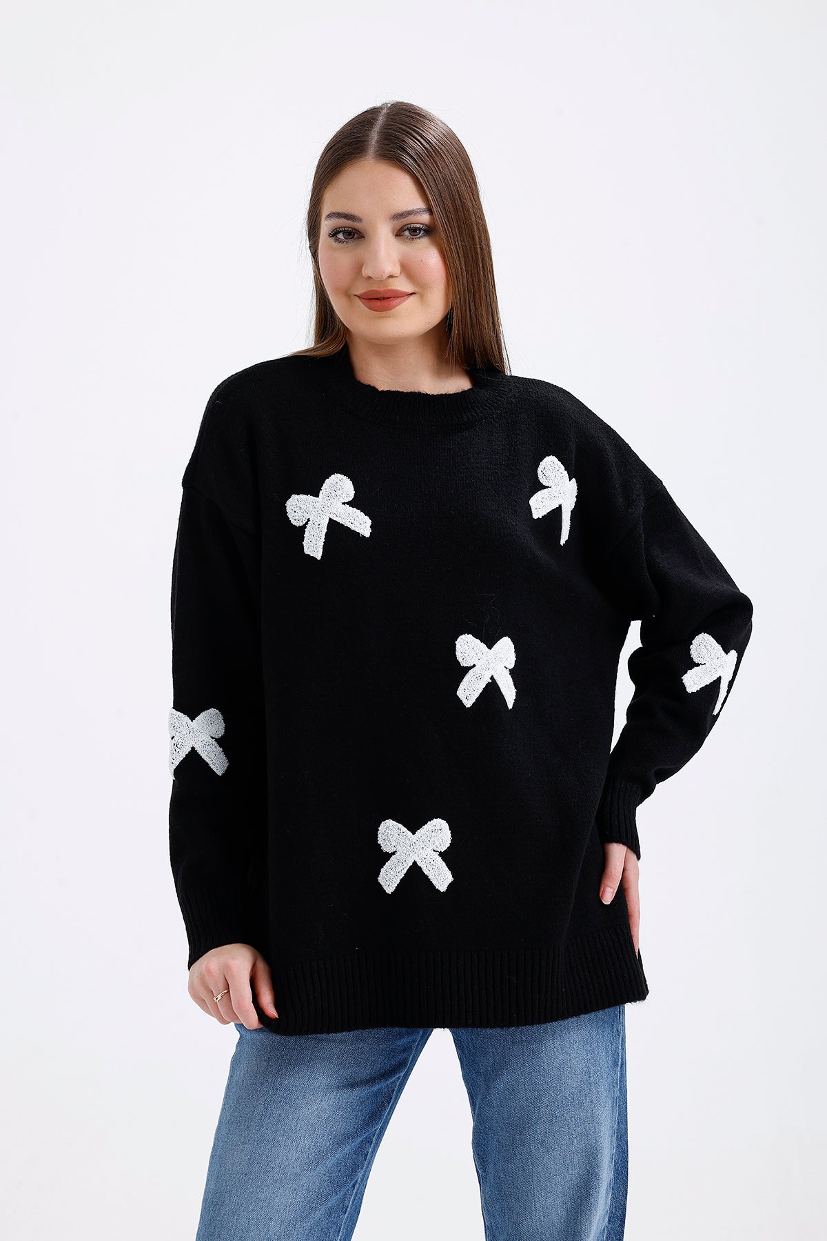 Ribbon Detailed Sweater Black | CLOTHES | KNITWEAR | Lebbse Ribbon Detailed Sweater Black | CLOTHES | KNITWEAR | Lebbse