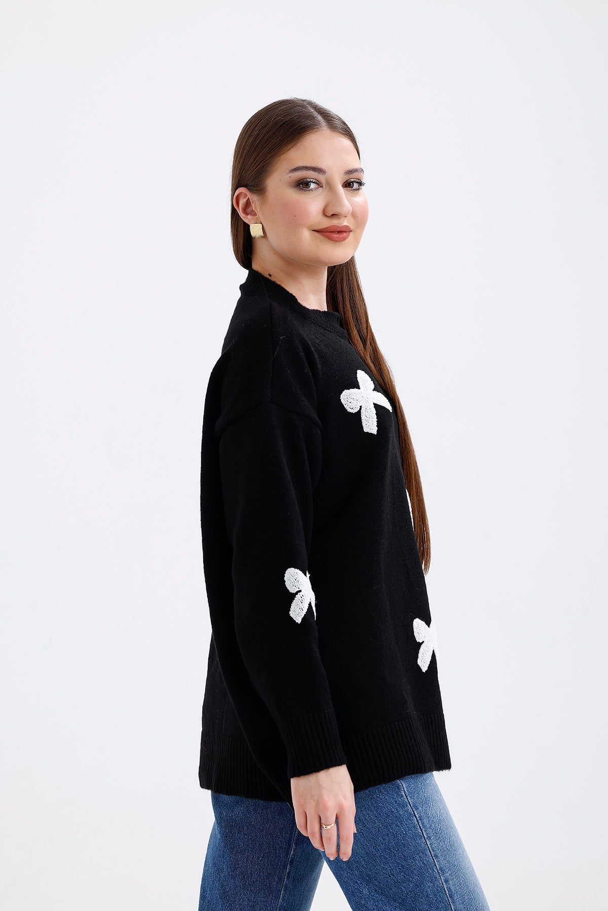 Ribbon Detailed Sweater Black | CLOTHES | KNITWEAR | Lebbse Ribbon Detailed Sweater Black | CLOTHES | KNITWEAR | Lebbse