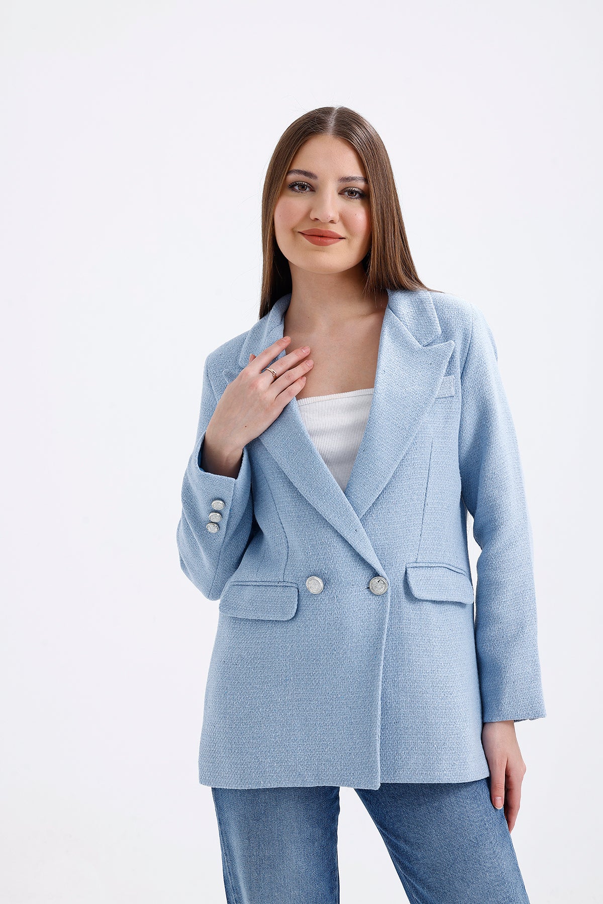 blue Tweed Jacket | Jackets & Blazers | Lebbse blue Tweed Jacket | Jackets & Blazers | Lebbse