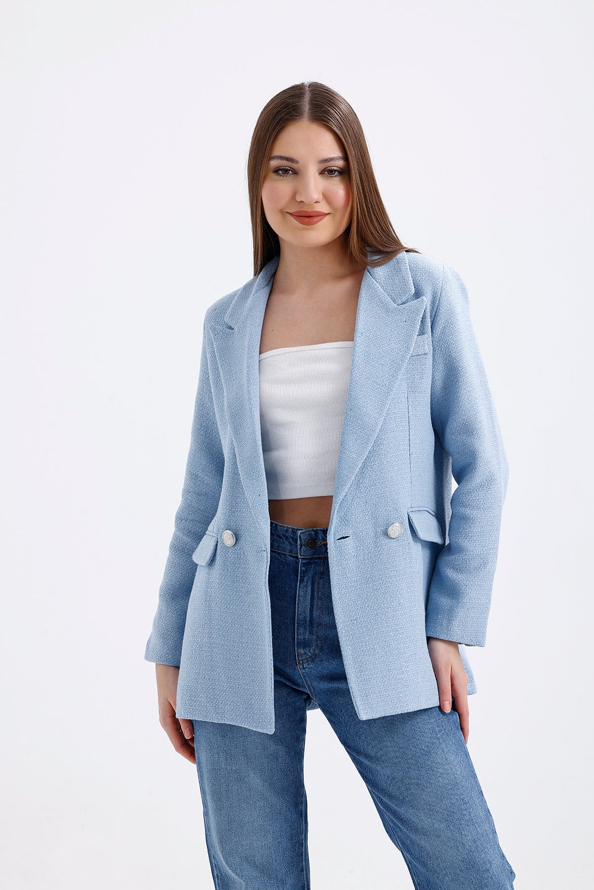 blue Tweed Jacket | Jackets & Blazers | Lebbse blue Tweed Jacket | Jackets & Blazers | Lebbse