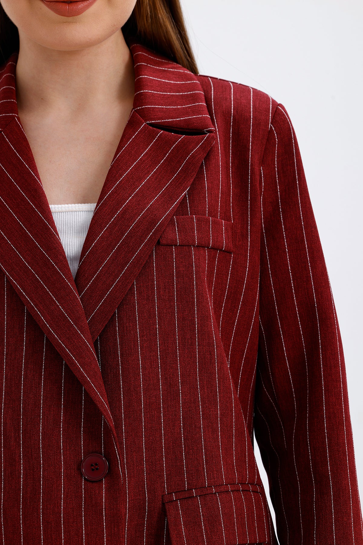 Oversize Striped Jacket Red