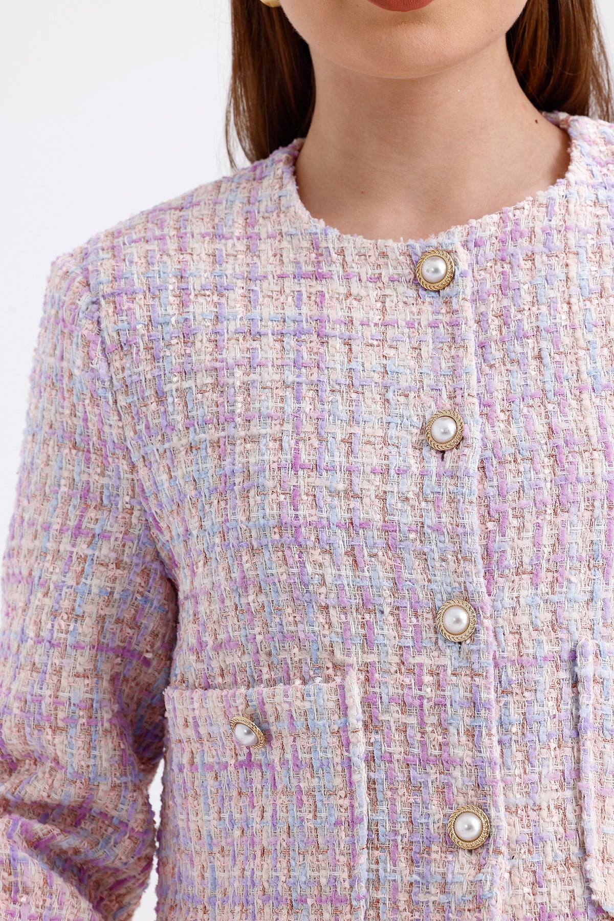 Button Detailed Jacket Lilac