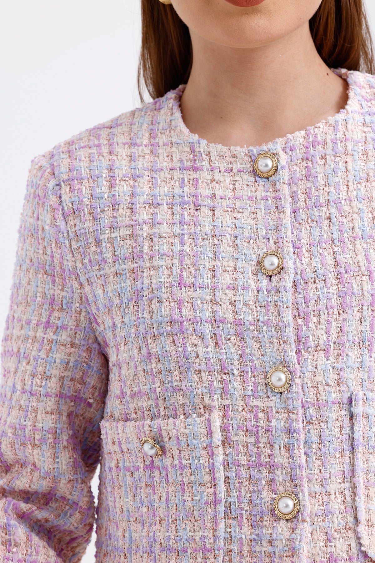 Button Detailed Jacket Lilac | CLOTHES | Jackets & Blazers | Lebbse Button Detailed Jacket Lilac | CLOTHES | Jackets & Blazers | Lebbse