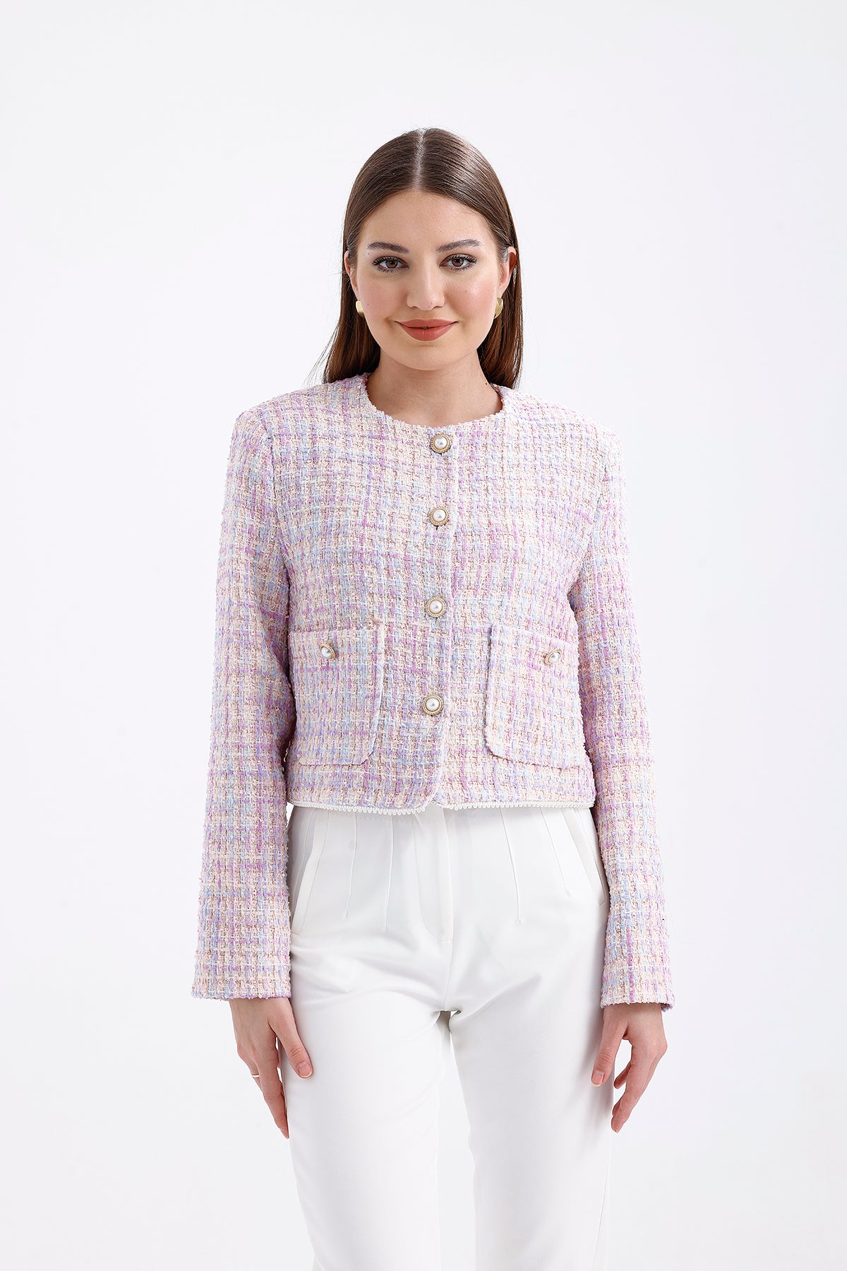 Button Detailed Jacket Lilac | CLOTHES | Jackets & Blazers | Lebbse Button Detailed Jacket Lilac | CLOTHES | Jackets & Blazers | Lebbse