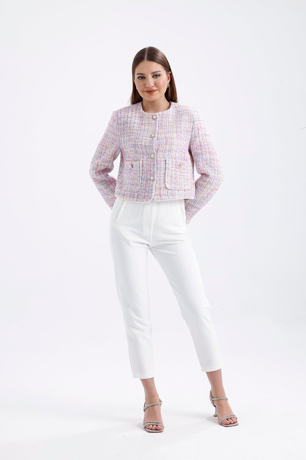 Button Detailed Jacket Lilac | CLOTHES | Jackets & Blazers | Lebbse Button Detailed Jacket Lilac | CLOTHES | Jackets & Blazers | Lebbse
