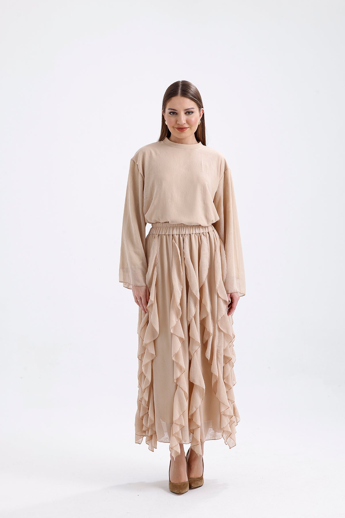 Skirt Blouse Suit Mink | CLOTHES | Set | Lebbse Skirt Blouse Suit Mink | CLOTHES | Set | Lebbse