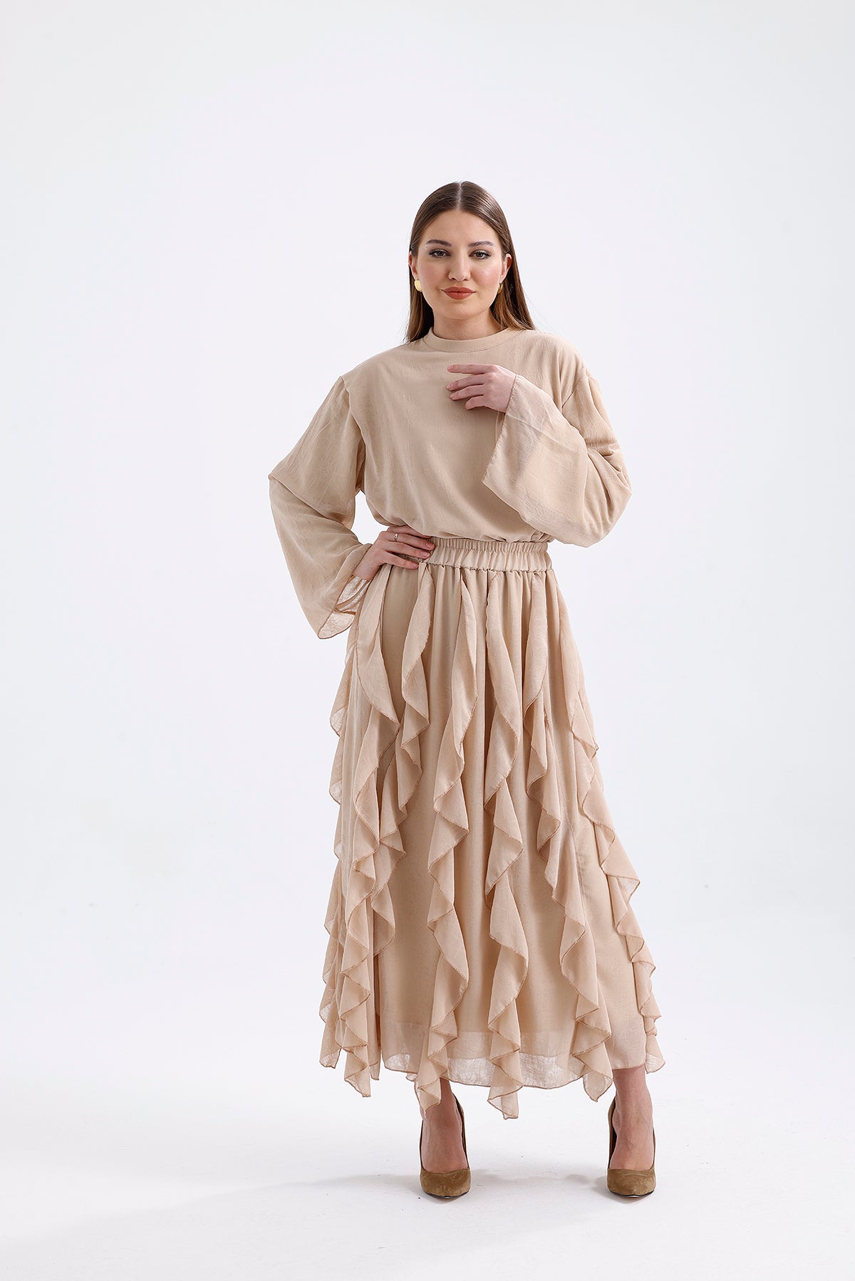 Skirt Blouse Suit Mink | CLOTHES | Set | Lebbse Skirt Blouse Suit Mink | CLOTHES | Set | Lebbse