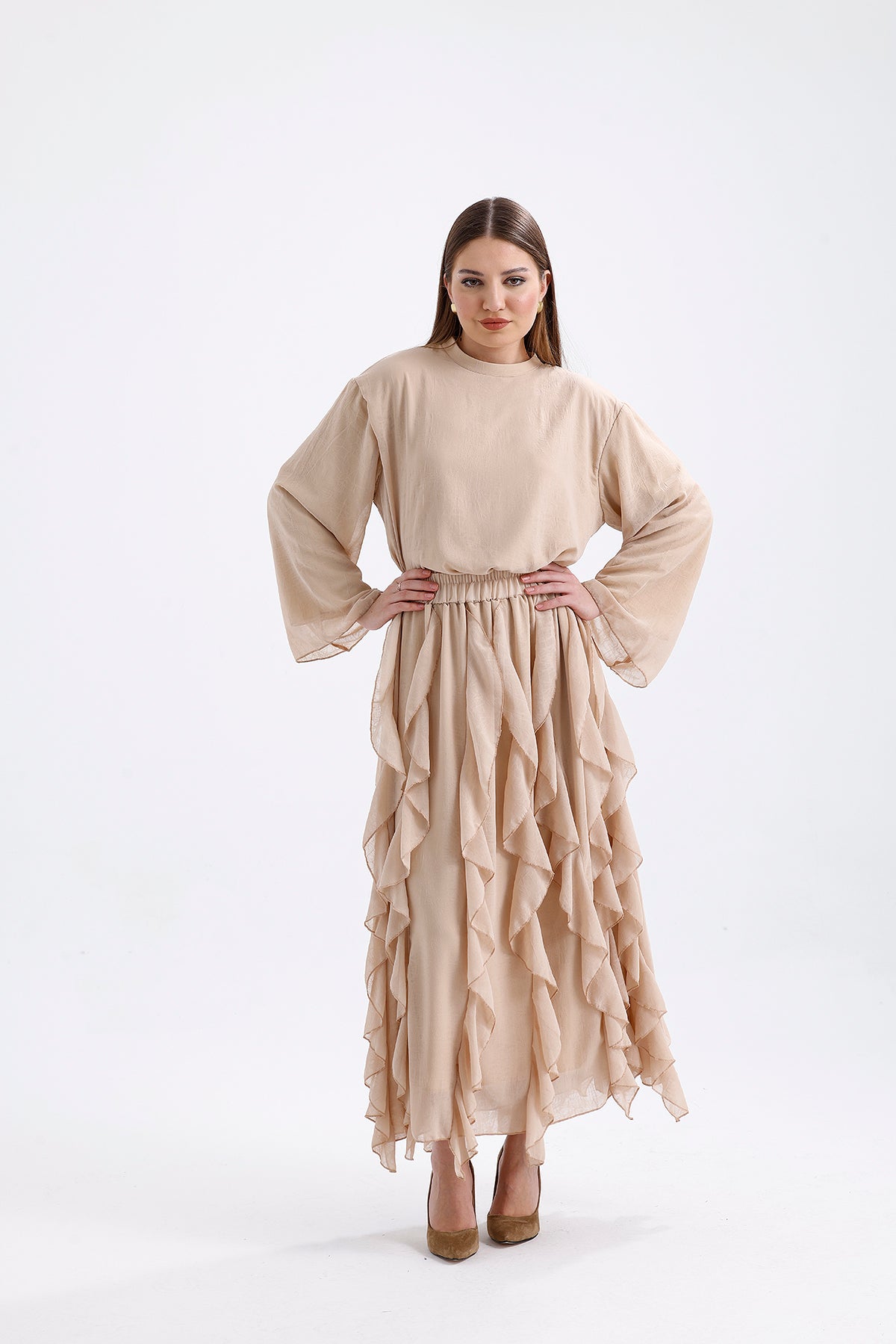 Skirt Blouse Suit Mink | CLOTHES | Set | Lebbse Skirt Blouse Suit Mink | CLOTHES | Set | Lebbse