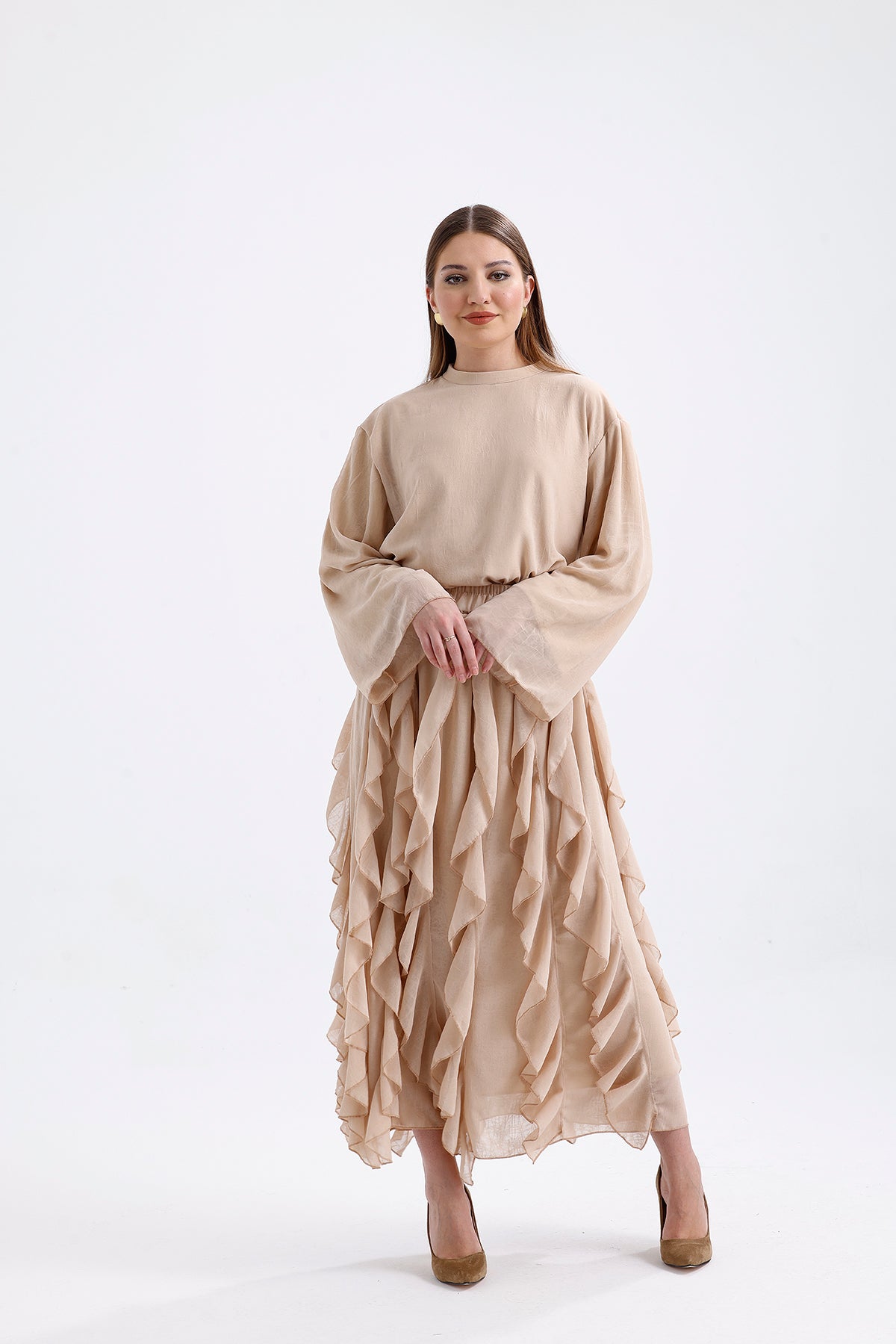 Skirt Blouse Suit Mink | CLOTHES | Set | Lebbse Skirt Blouse Suit Mink | CLOTHES | Set | Lebbse