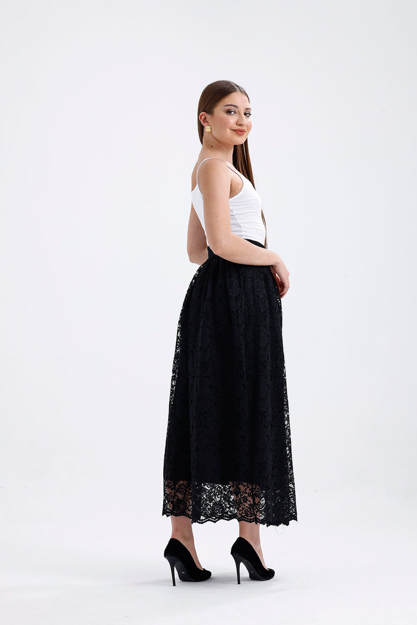 Black Lace Lined Skirt