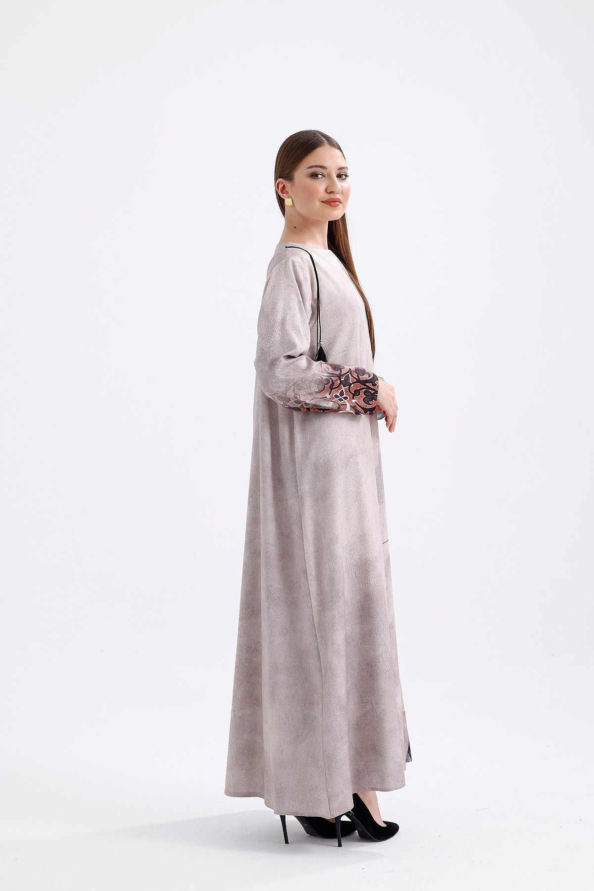 Kimono Patterned Gray Smoke