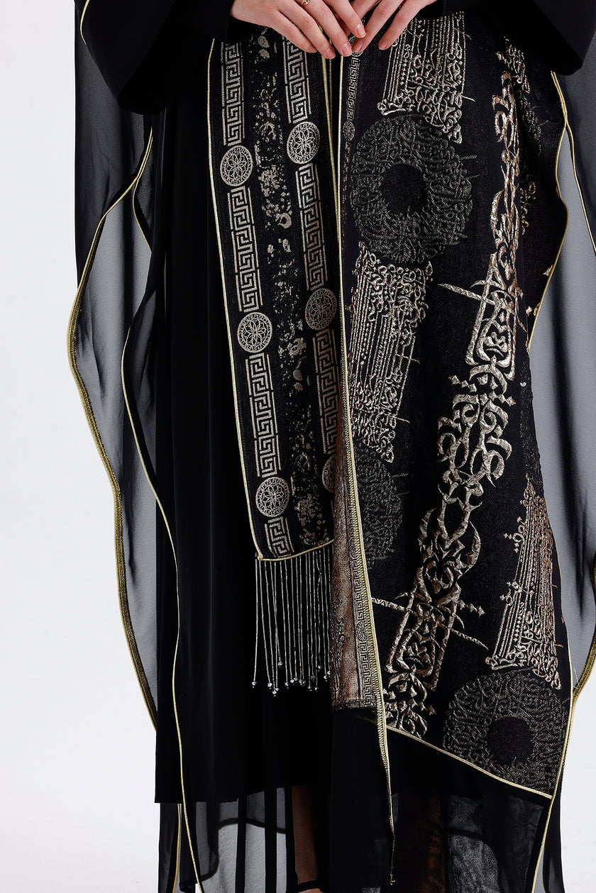 Kimono Patterned Underwear Set Black