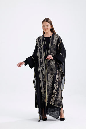 Kimono Patterned Underwear Set Black