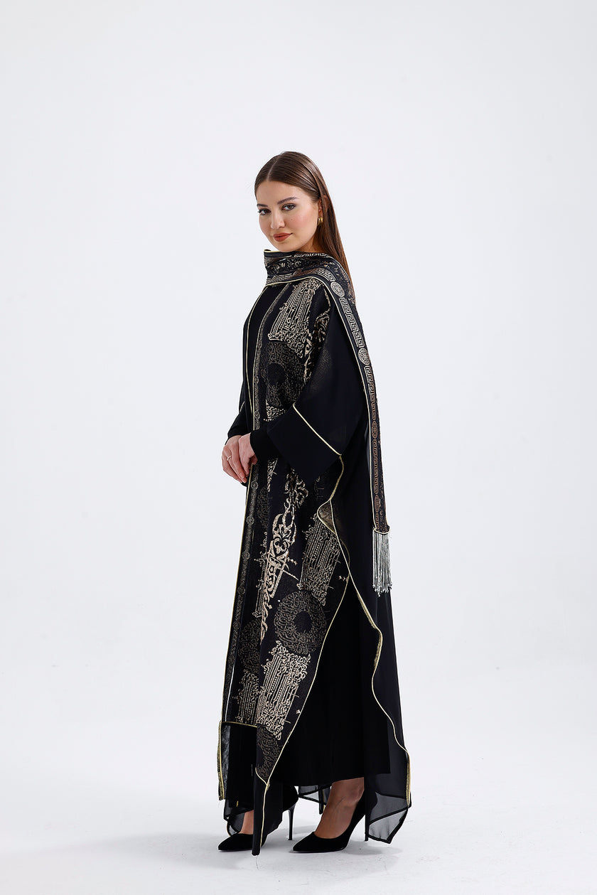 Kimono Patterned Underwear Set Black