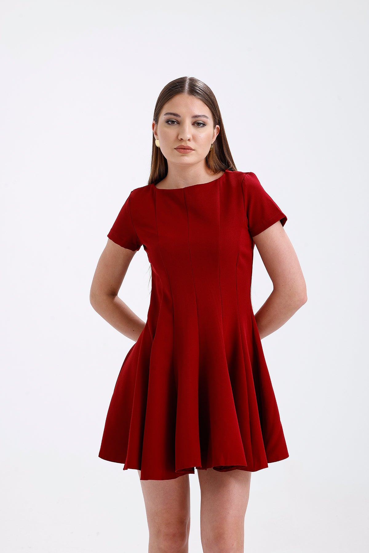 Flounce Short Dress Burgundy | CLOTHES | DRESS | Lebbse Flounce Short Dress Burgundy | CLOTHES | DRESS | Lebbse