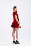Flounce Short Dress Burgundy