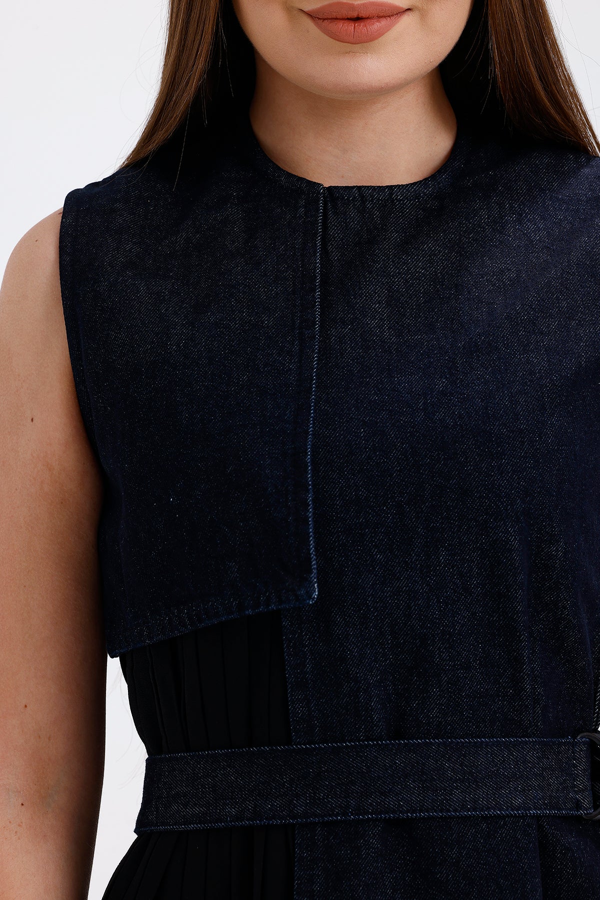 Navy Blue Contrast  Design Dress