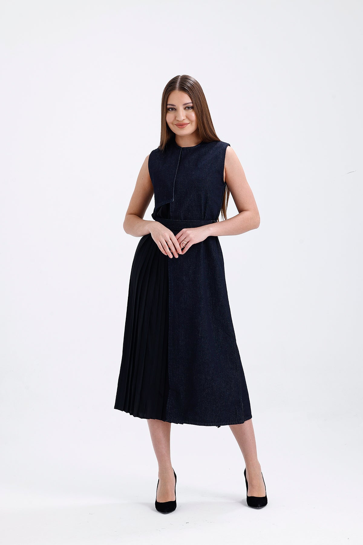 Navy Blue Contrast  Design Dress