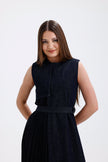 Navy Blue Contrast  Design Dress