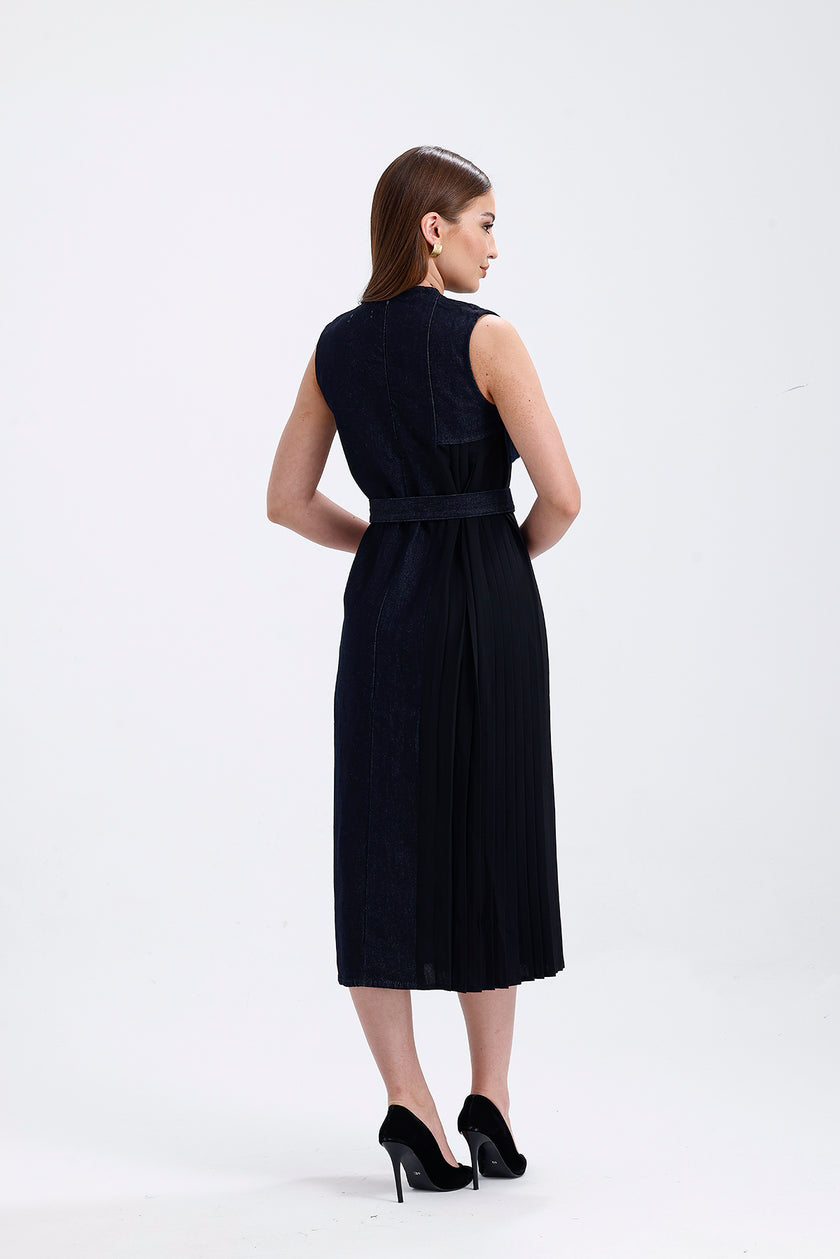 Navy Blue Contrast  Design Dress