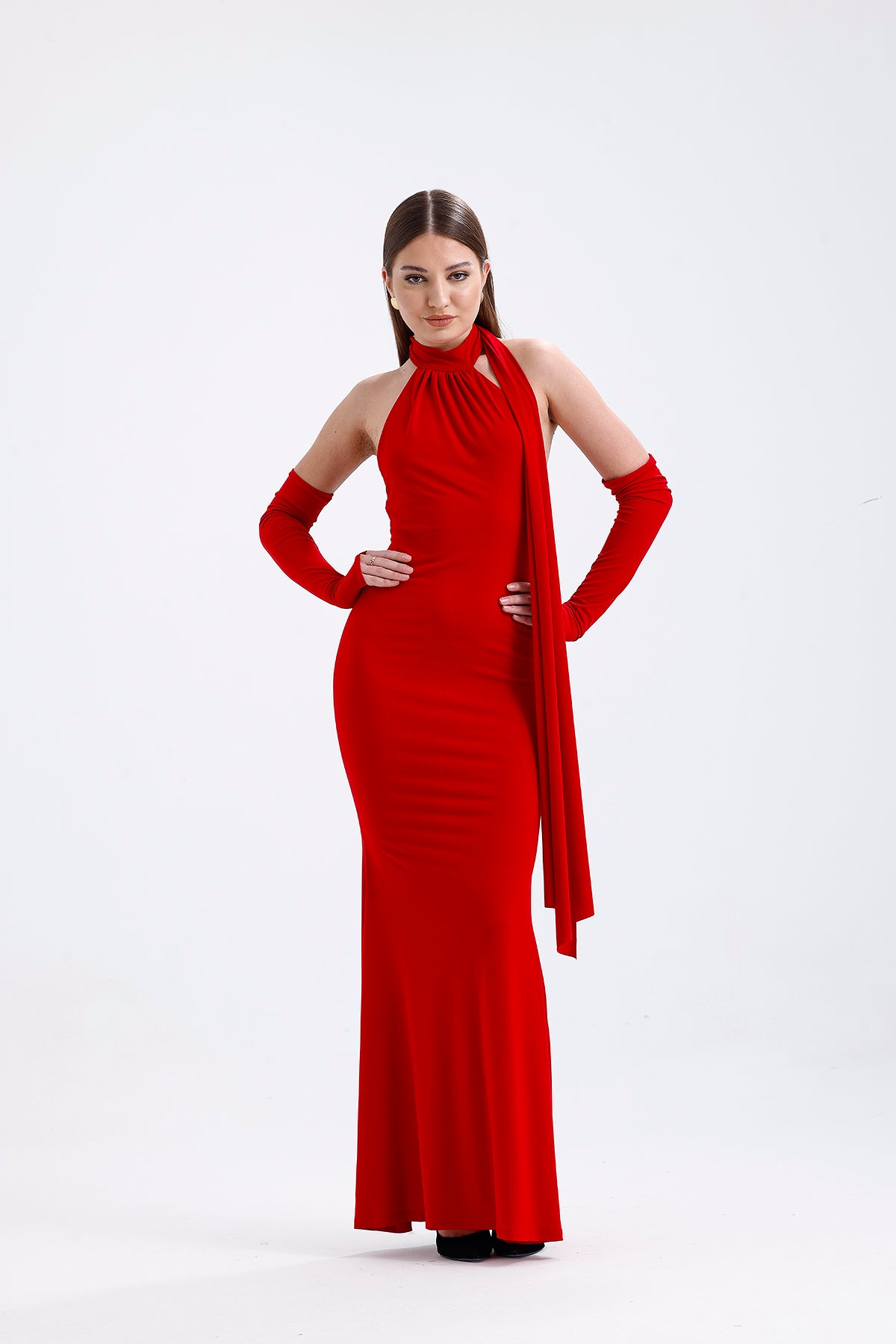 Halter Neck Dress Red