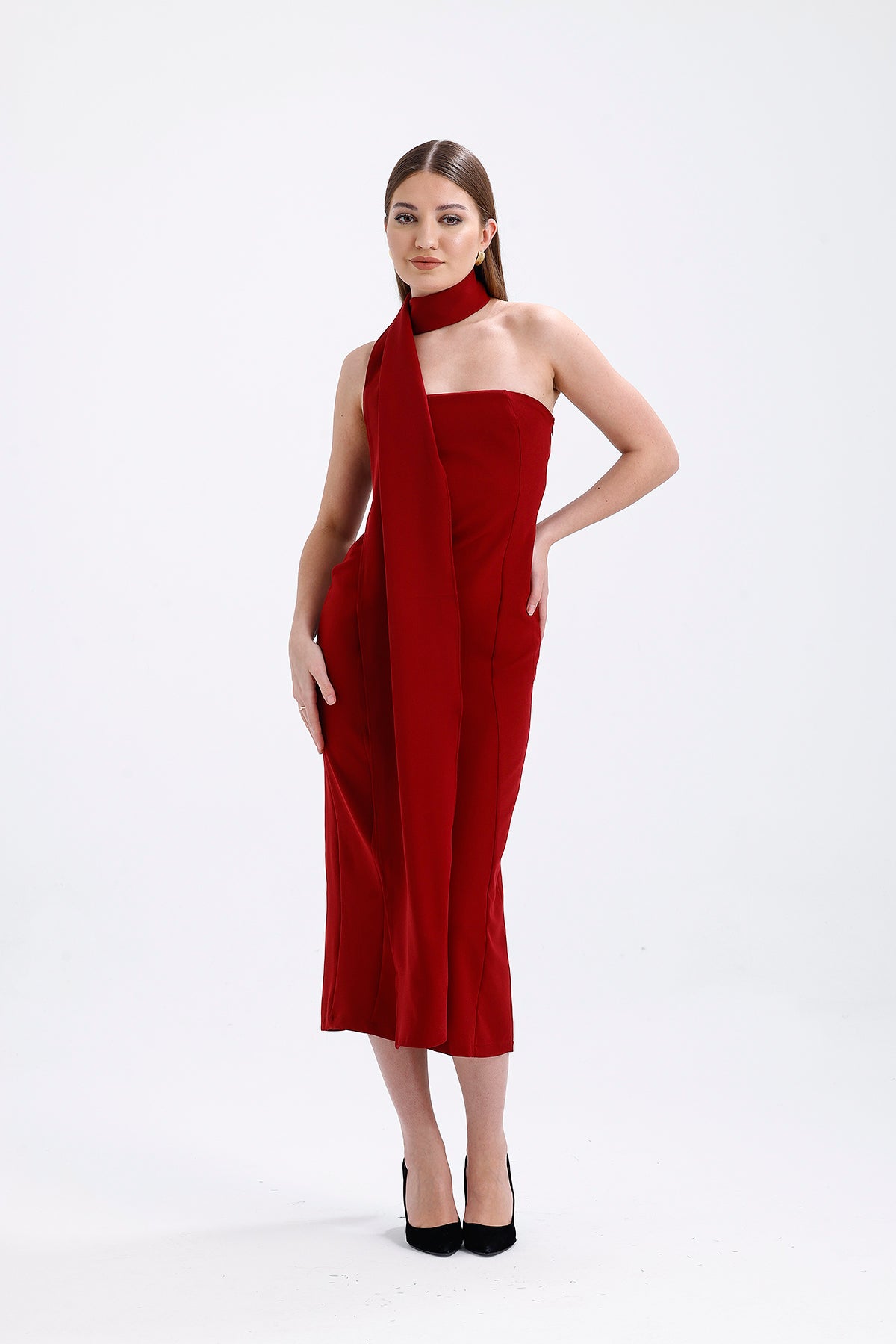 Strapless Dress Burgundy | CLOTHES | DRESS | Lebbse Strapless Dress Burgundy | CLOTHES | DRESS | Lebbse