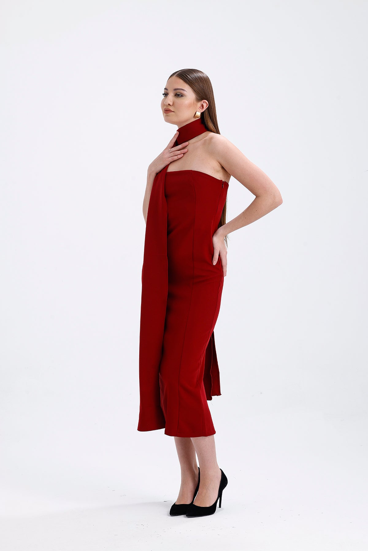 Strapless Dress Burgundy | CLOTHES | DRESS | Lebbse Strapless Dress Burgundy | CLOTHES | DRESS | Lebbse