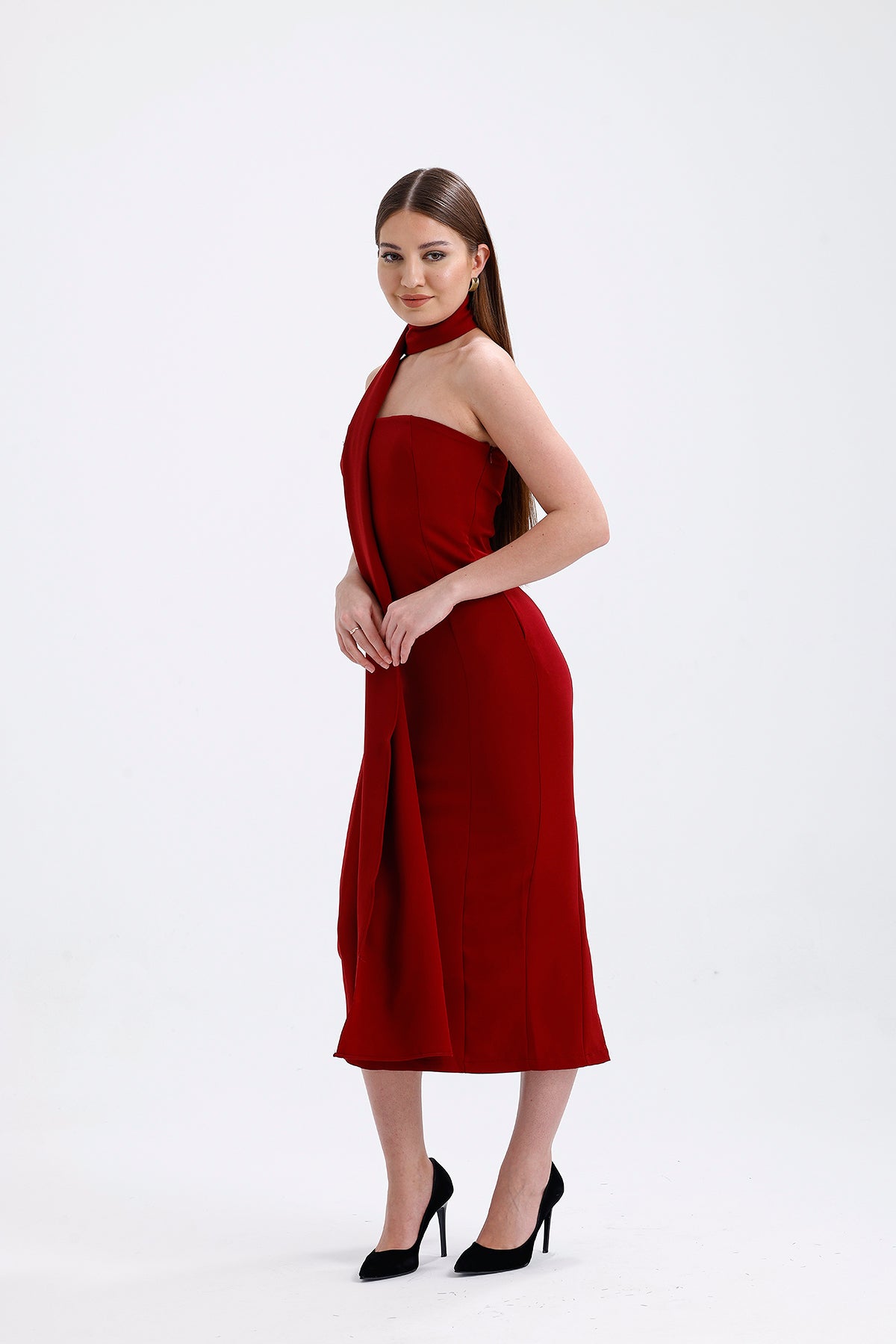 Strapless Dress Burgundy | CLOTHES | DRESS | Lebbse Strapless Dress Burgundy | CLOTHES | DRESS | Lebbse