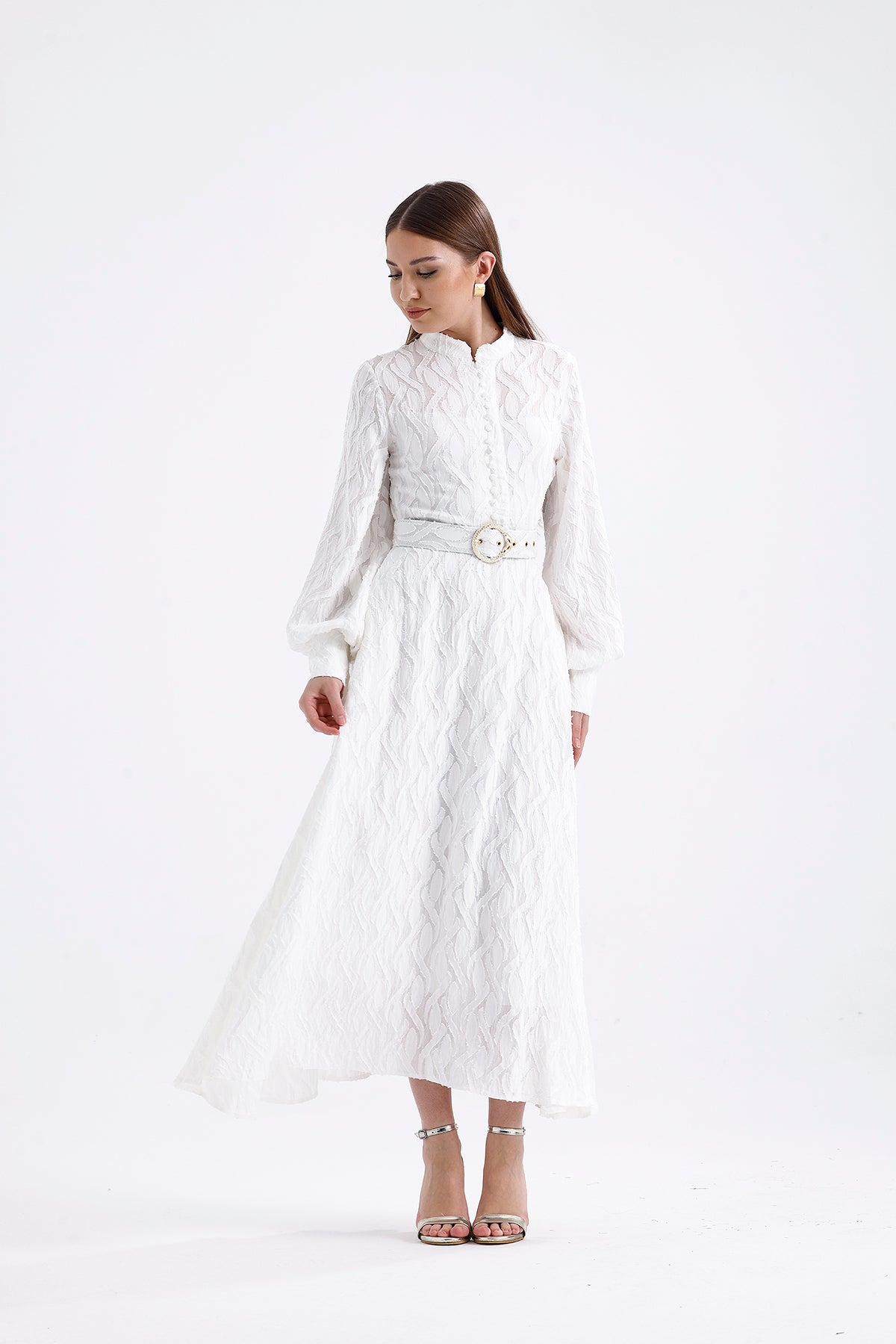 Murhpy Gold Buckled Belt Detailed Jacquard Dress | Uncategorized Murhpy Gold Buckled Belt Detailed Jacquard Dress | Uncategorized