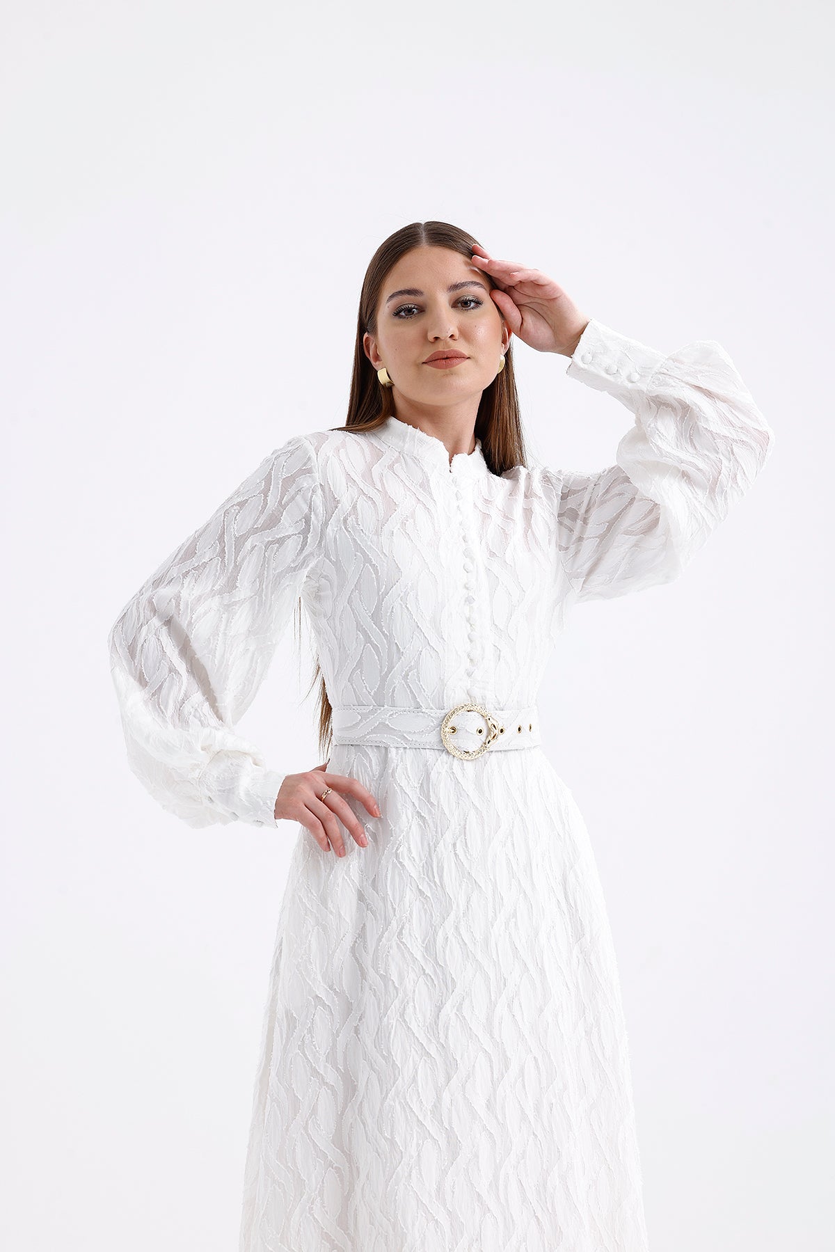 Murhpy Gold Buckled Belt Detailed Jacquard Dress | Uncategorized Murhpy Gold Buckled Belt Detailed Jacquard Dress | Uncategorized
