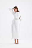 Murhpy Gold Buckled Belt Detailed Jacquard Dress