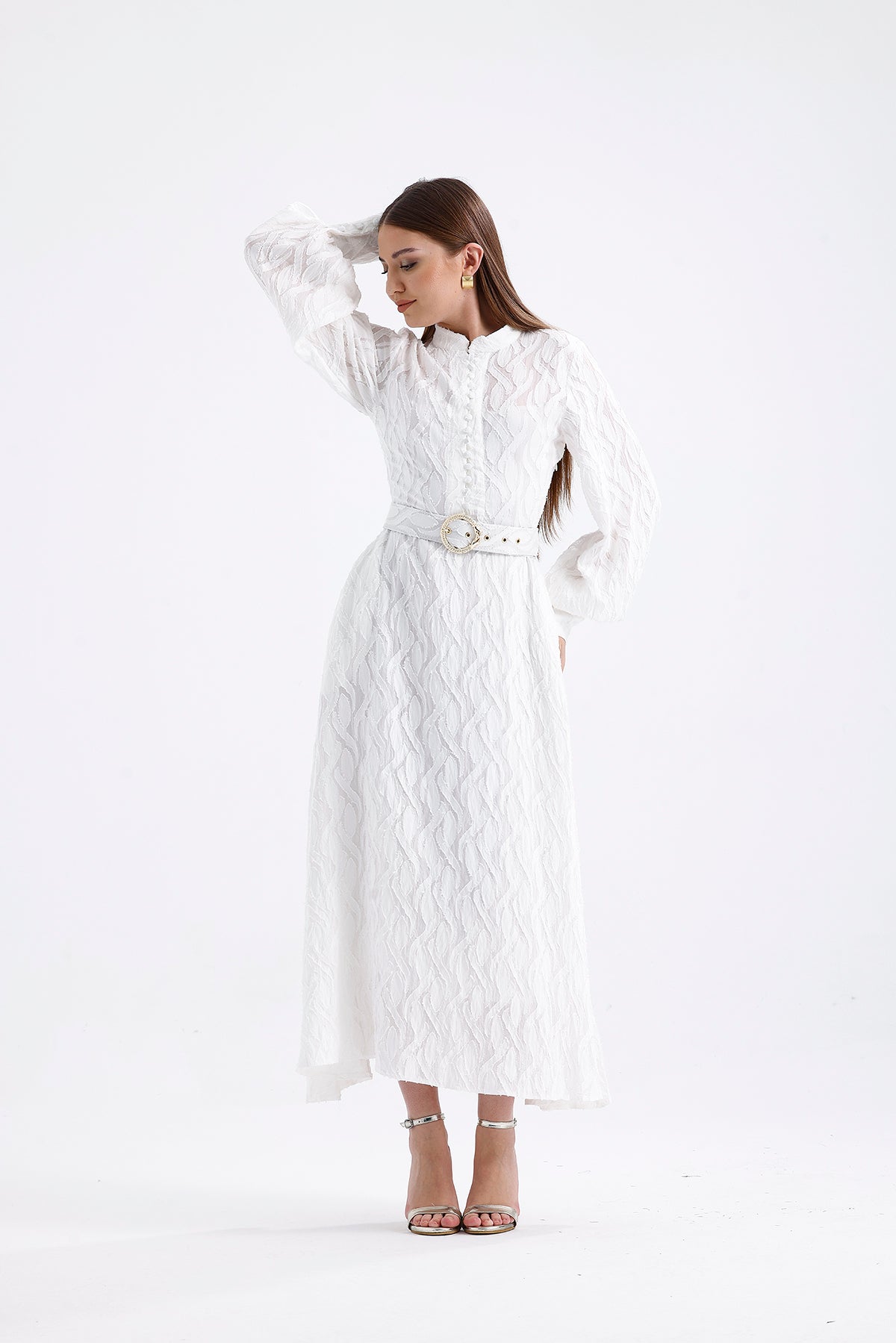 Murhpy Gold Buckled Belt Detailed Jacquard Dress | Uncategorized Murhpy Gold Buckled Belt Detailed Jacquard Dress | Uncategorized