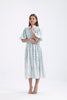 Blue Venil Balloon Sleeve Belted Knitting Dress