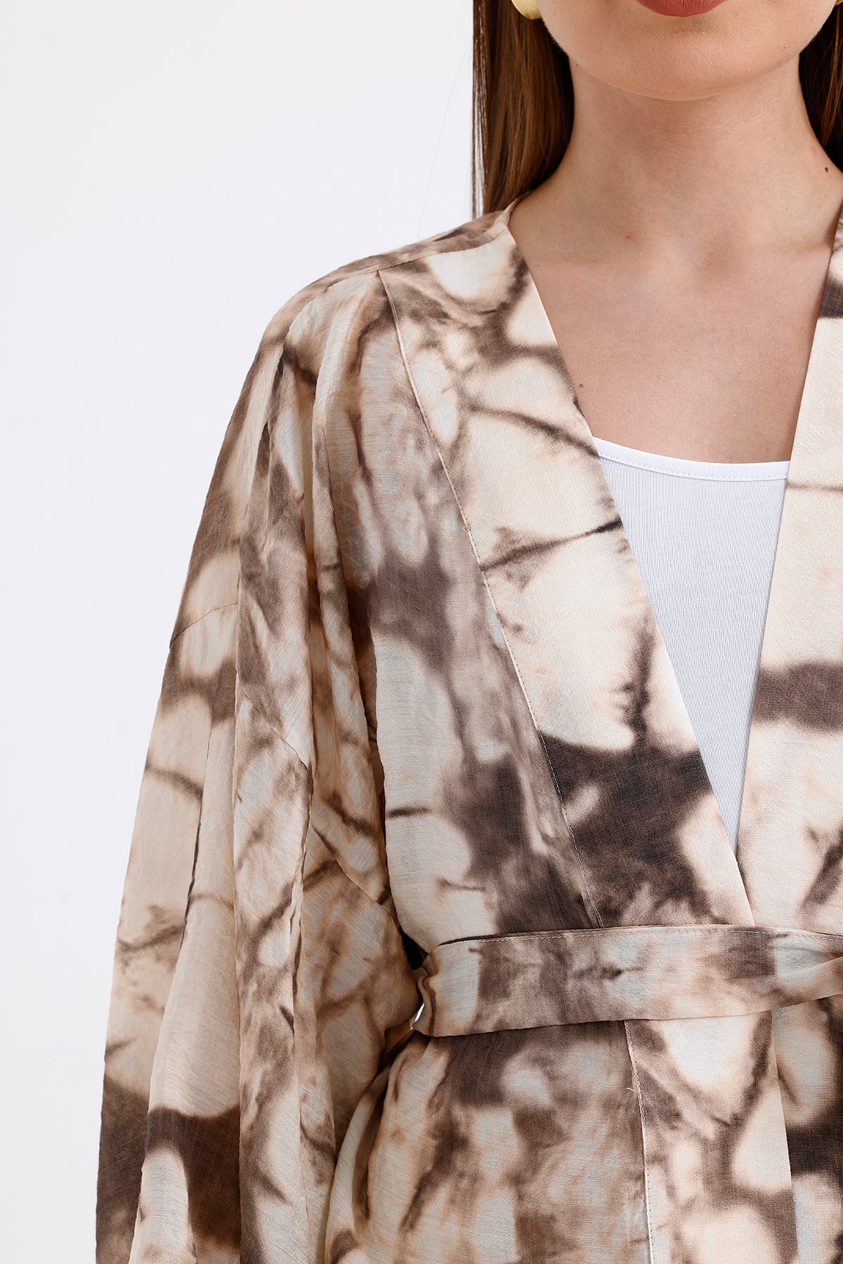 Patterned Mango Kimono Brown