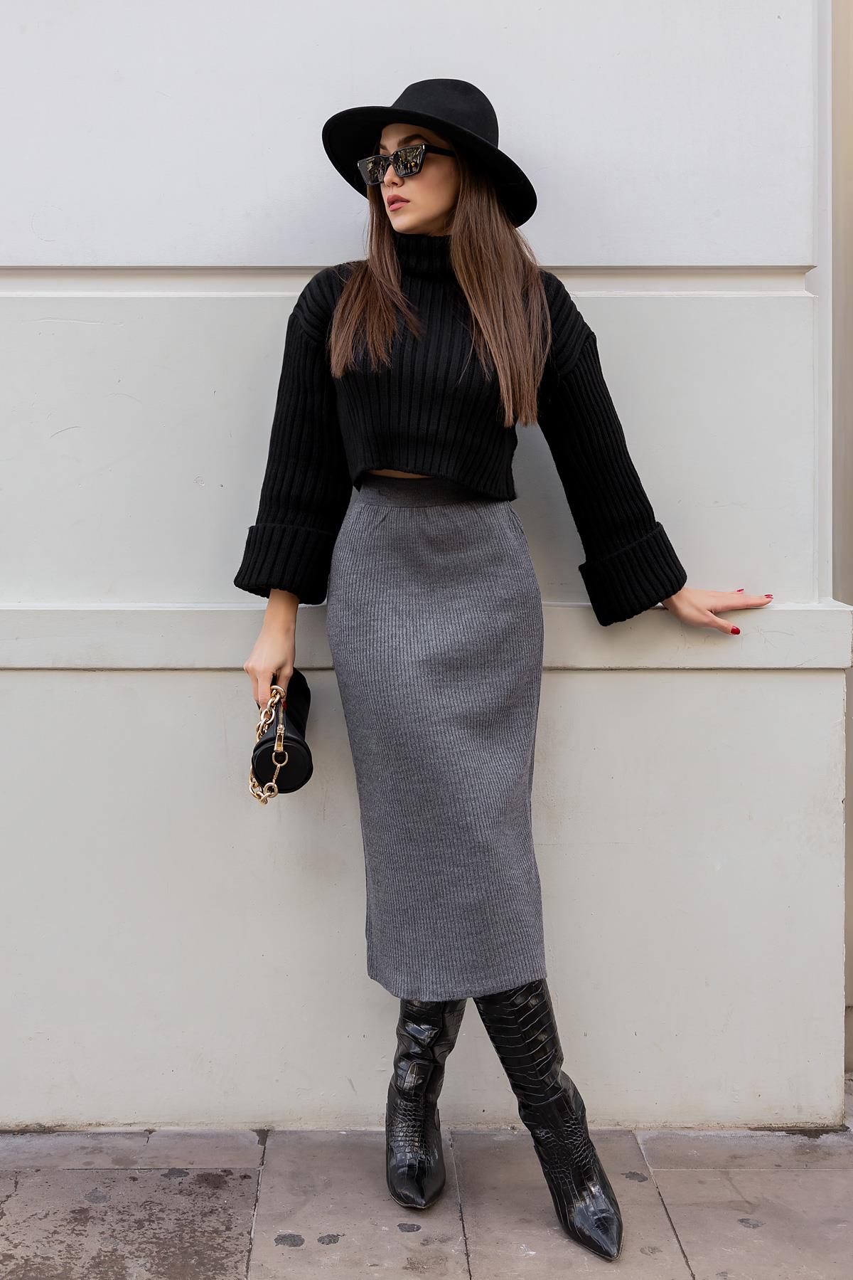 Knitwear Pencil Skirt - GRAY