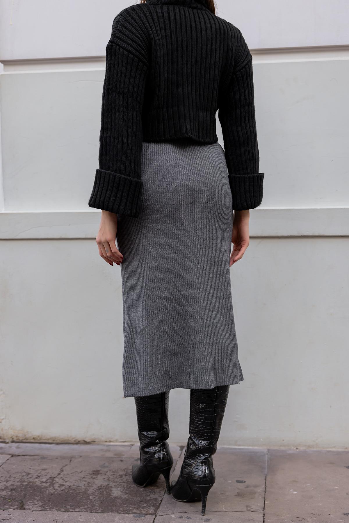 Knitwear Pencil Skirt - GRAY