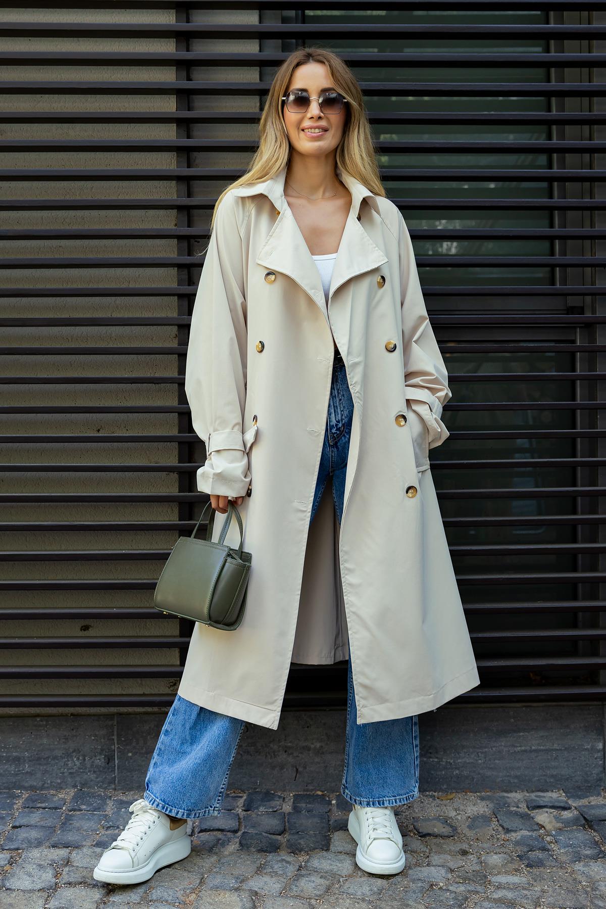 Belted Trench Coat - BEIGE