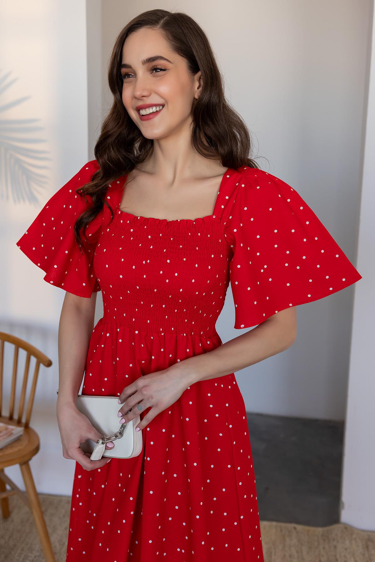 Polka Dot Patterned Dress - RED