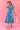 Floral Patterned Midi Dress - BLUE
