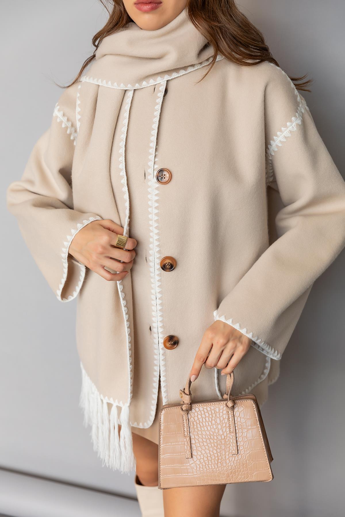 Embroidered Cashmere Jacket - CREAM