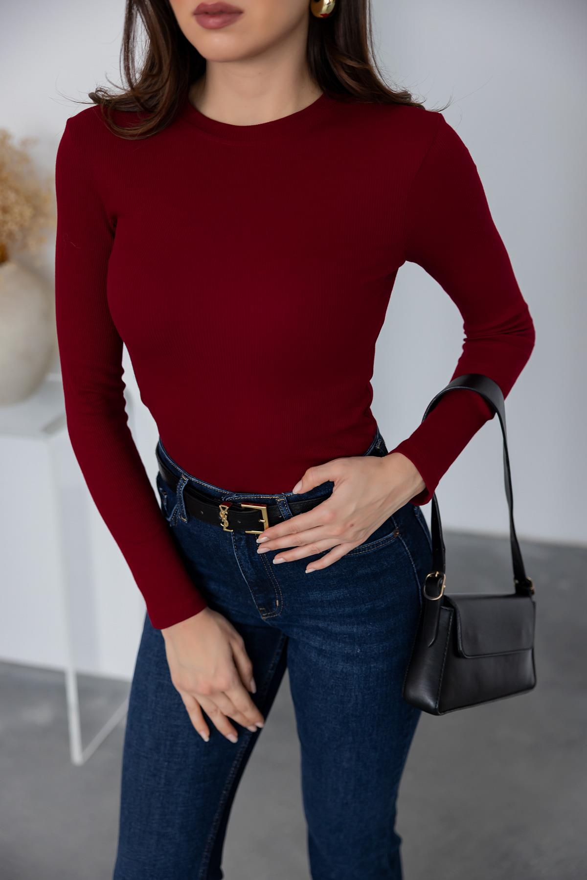 Basic Ruffled Blouse - CLARET red