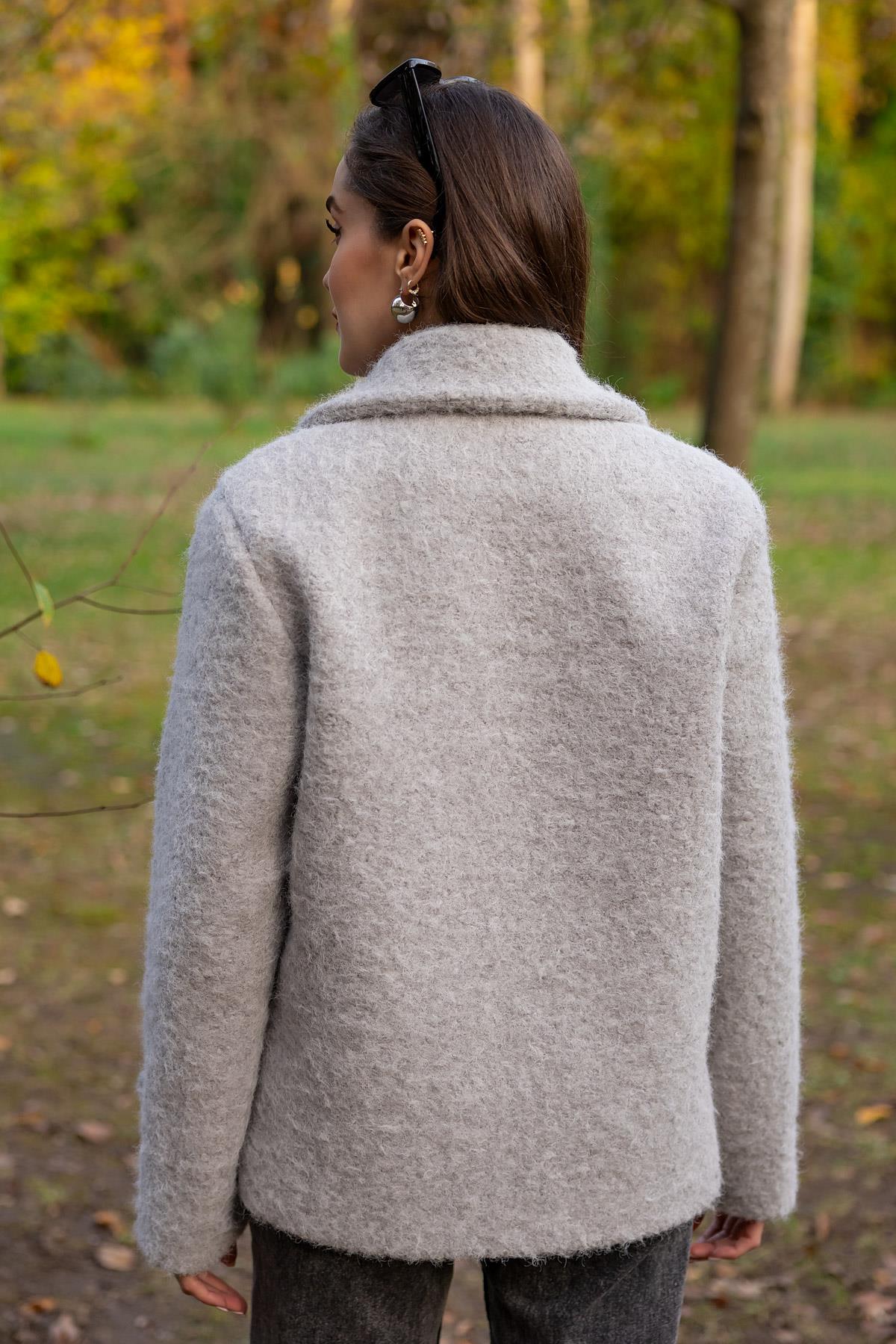 Pearl Detail Cashmere Jacket - ANTHRACITE